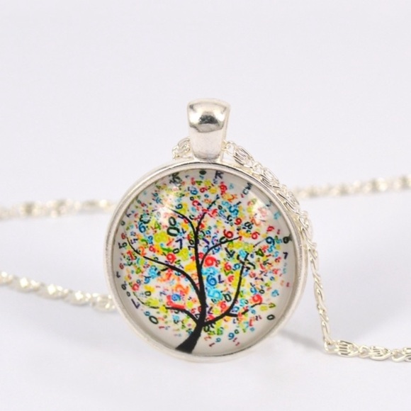 Jewelry | Rainbow Multicolored Tree Pendant Necklace Silver | Poshmark
